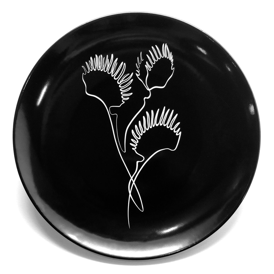 porcelain plate black plant
